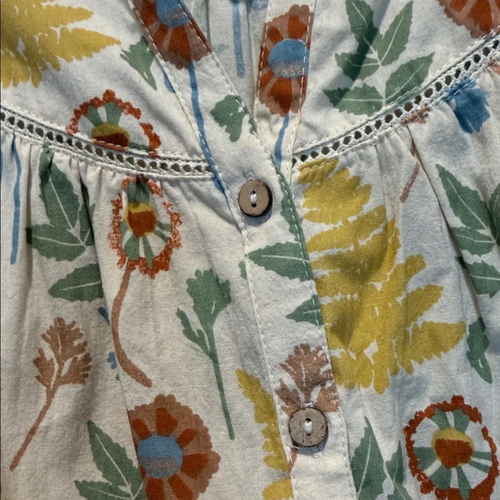 GiGiO USA Cream Floral Button-Down Dress with Yellow & Blue Motifs - Picture 3 of 3